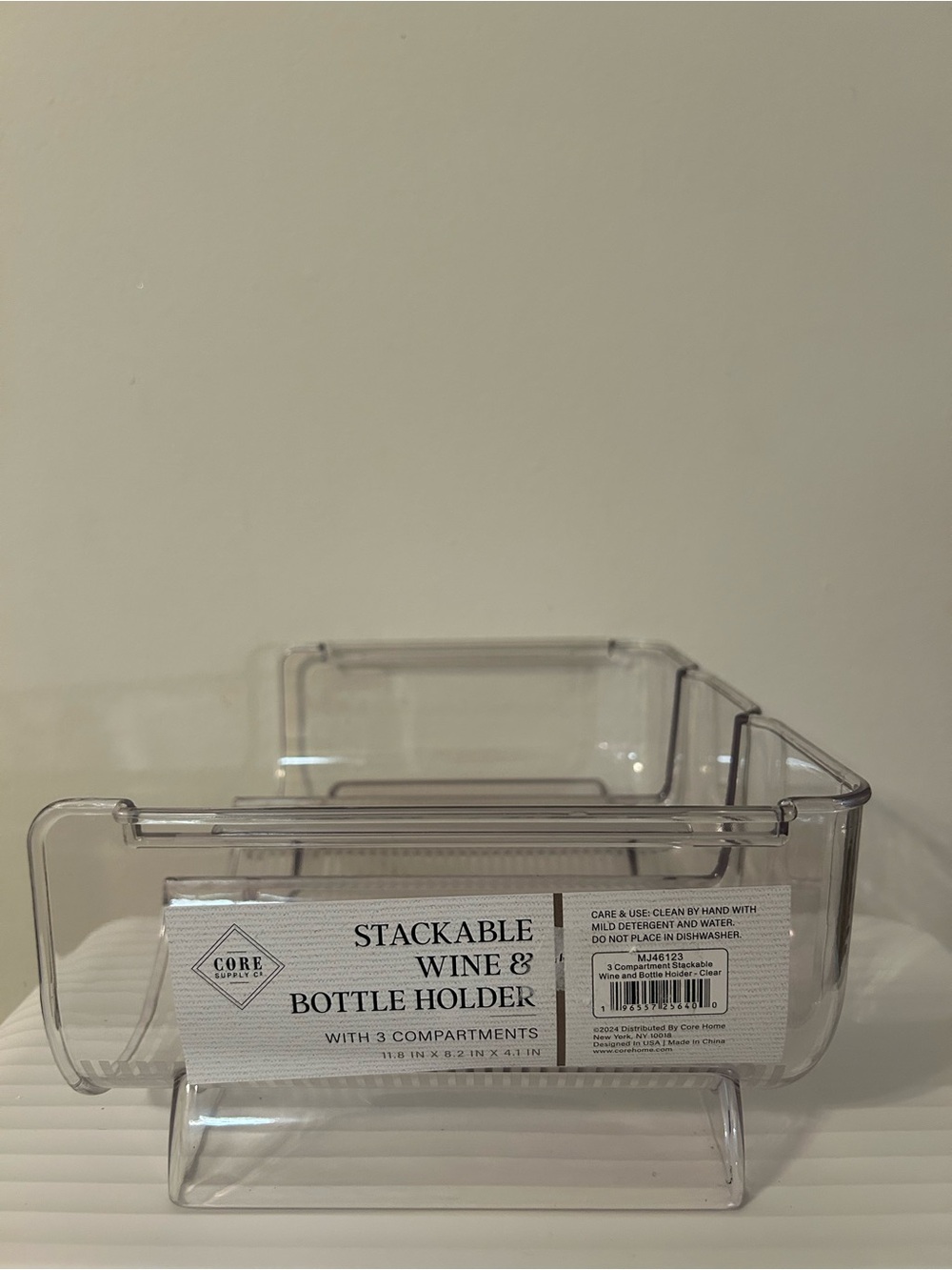 Core Stackable Wine & Bottle Holder - Clear with 3 Compartments